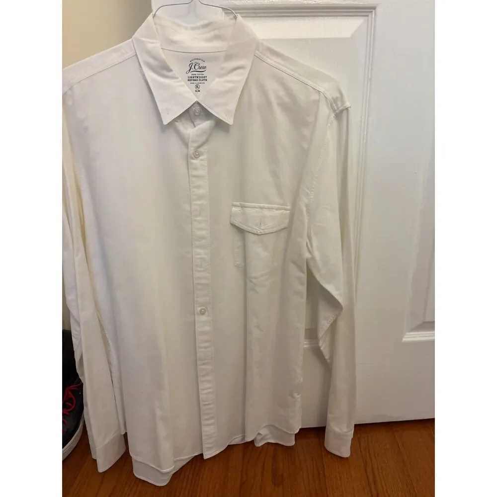 J.Crew Men's Cotton Oxford Slim Fit Button Down Shirt White XL